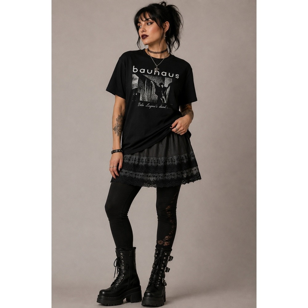 Lace Skirt Extender Half Slip Layering Goth Whimsigoth Coquette Black Poly L